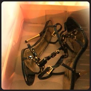 Bcbg black patent leather sandals